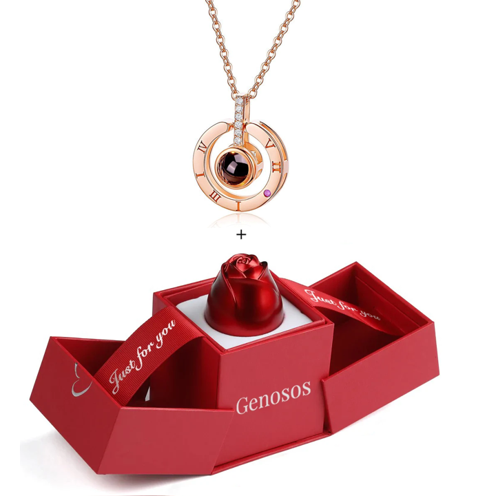 Collana dell'Amore Eterno + Scatola con Rosa
